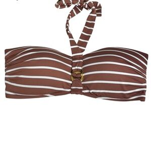 Skye Swimwear Brown and White Striped Bikini Top